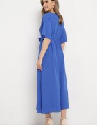 lily rose Rochie Bleumarin Maxi cu Legătură Decorativă și Elastic în Talie Myrcella
