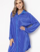 lily rose Rochie bleumarin plisată mini cu croi tip cămașă Unvelc