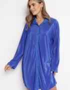 lily rose Rochie bleumarin plisată mini cu croi tip cămașă Unvelc