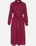 lily rose Rochie cămașă grena cu nasturi eleganți și cordon în talie Kortella