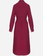 lily rose Rochie cămașă grena cu nasturi eleganți și cordon în talie Kortella