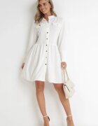 lily rose Rochie Cămașă Mini Albă cu nasturi și manșete largi Alyapa