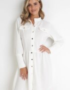 lily rose Rochie Cămașă Mini Albă cu nasturi și manșete largi Alyapa