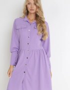 lily rose Rochie cămașă mini violetă cu nasturi și manșete largi Alyapa