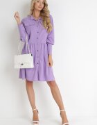 lily rose Rochie cămașă mini violetă cu nasturi și manșete largi Alyapa