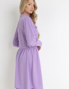 lily rose Rochie cămașă mini violetă cu nasturi și manșete largi Alyapa