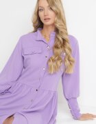 lily rose Rochie cămașă mini violetă cu nasturi și manșete largi Alyapa