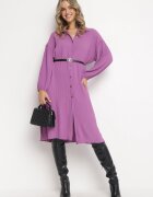 lily rose Rochie cămașă mov midi din țesătură plisată cu nasturi Safira