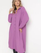 lily rose Rochie cămașă mov midi din țesătură plisată cu nasturi Safira