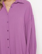 lily rose Rochie cămașă mov midi din țesătură plisată cu nasturi Safira