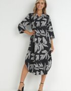 lily rose Rochie Cămașă Negră cu flori Rahila