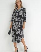 lily rose Rochie Cămașă Negră cu flori Rahila