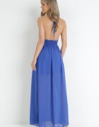 lily rose Rochie Cloche Maxi Bleumarin cu Legătură la Gât și Elastic în Talie Mackenta