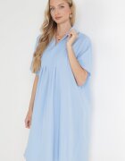 lily rose Rochie Cloș Albastră cu Pliuri și Guler Alisano