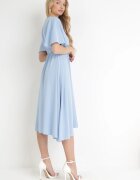 lily rose Rochie Cloș Midi Albastră cu decolteu petrecut și elastic în talie Muntani
