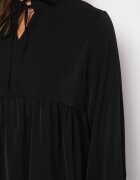 lily rose Rochie Evazată Neagră cu Volan Uxaria
