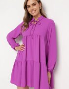 lily rose Rochie Fiolet Evazată cu Volan Uxaria