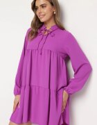 lily rose Rochie Fiolet Evazată cu Volan Uxaria