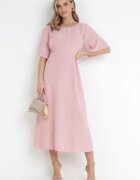 lily rose Rochie Maxi Roz deschis cu Legătură decorativă și cu talie elastică Myrcella