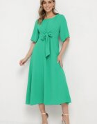 lily rose Rochie Maxi Verde închis cu Legătură decorativă și Elastic în talie Myrcella