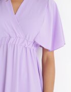 lily rose Rochie Midi Mov Cloș cu Decolteu Petrecut și Elastic în Talie Muntani