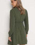lily rose Rochie Mini Evazată Verde cu Elastic în Talie și Legătură la Decolteu Aganzza