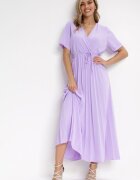 lily rose Rochie Mov Plisată Maxi cu Curea legată Dianiza