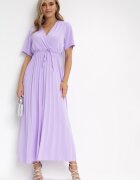 lily rose Rochie Mov Plisată Maxi cu Curea legată Dianiza