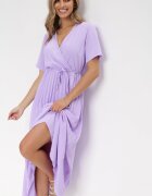 lily rose Rochie Mov Plisată Maxi cu Curea legată Dianiza
