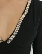 lily rose Rochie Neagră Cambrată cu Cirkonii Dennie