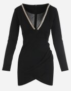 lily rose Rochie Neagră Cambrată cu Cirkonii Dennie