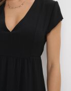 lily rose Rochie Neagră Midi Cloș cu Volane Sanissa