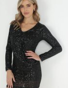 lily rose Rochie neagră mini cu paiete cu elastic în talie Colke