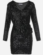 lily rose Rochie neagră mini cu paiete cu elastic în talie Colke