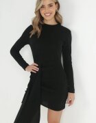 lily rose Rochie neagră mulată cu curea lată și fir metalic Zelko