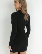 lily rose Rochie neagră mulată cu curea lată și fir metalic Zelko