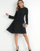lily rose Rochie Neagră Plisată cu Cordon Flyne
