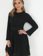 lily rose Rochie Neagră Plisată cu Cordon Flyne