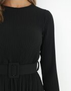 lily rose Rochie Neagră Plisată cu Cordon Flyne