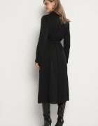 lily rose Rochie Neagră Tip cămașă cu nasturi eleganti și cordon legat în talie Kortella