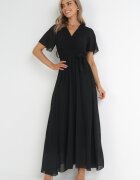 lily rose Rochie Neagră tip plic cu elastic în talie și cu partea de sus plisată Davitri