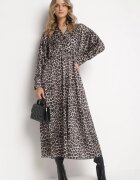 lily rose Rochie Negru-Bej Cloș cu elastic în talie Melpomene