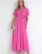 lily rose Rochie Petrecută Fucsia cu elastic în talie și cu partea de sus plisată Davitri