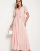 lily rose Rochie petrecută roz deschis cu elastic în talie și parte superioară plisată Davitri