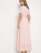 lily rose Rochie petrecută roz deschis cu elastic în talie și parte superioară plisată Davitri