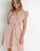 lily rose Rochie Roz deschis petrecută cu Volane și Legătură Dalim