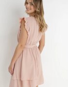 lily rose Rochie Roz deschis petrecută cu Volane și Legătură Dalim