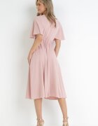 lily rose Rochie Roz închis Cloș Midi cu Decolteu petrecut și Elastic în talie Muntani