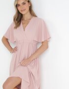 lily rose Rochie Roz închis Cloș Midi cu Decolteu petrecut și Elastic în talie Muntani