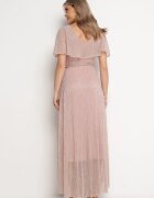 lily rose Rochie Roz închis Evazată Maxi cu elastic în talie și fir metalic Yura